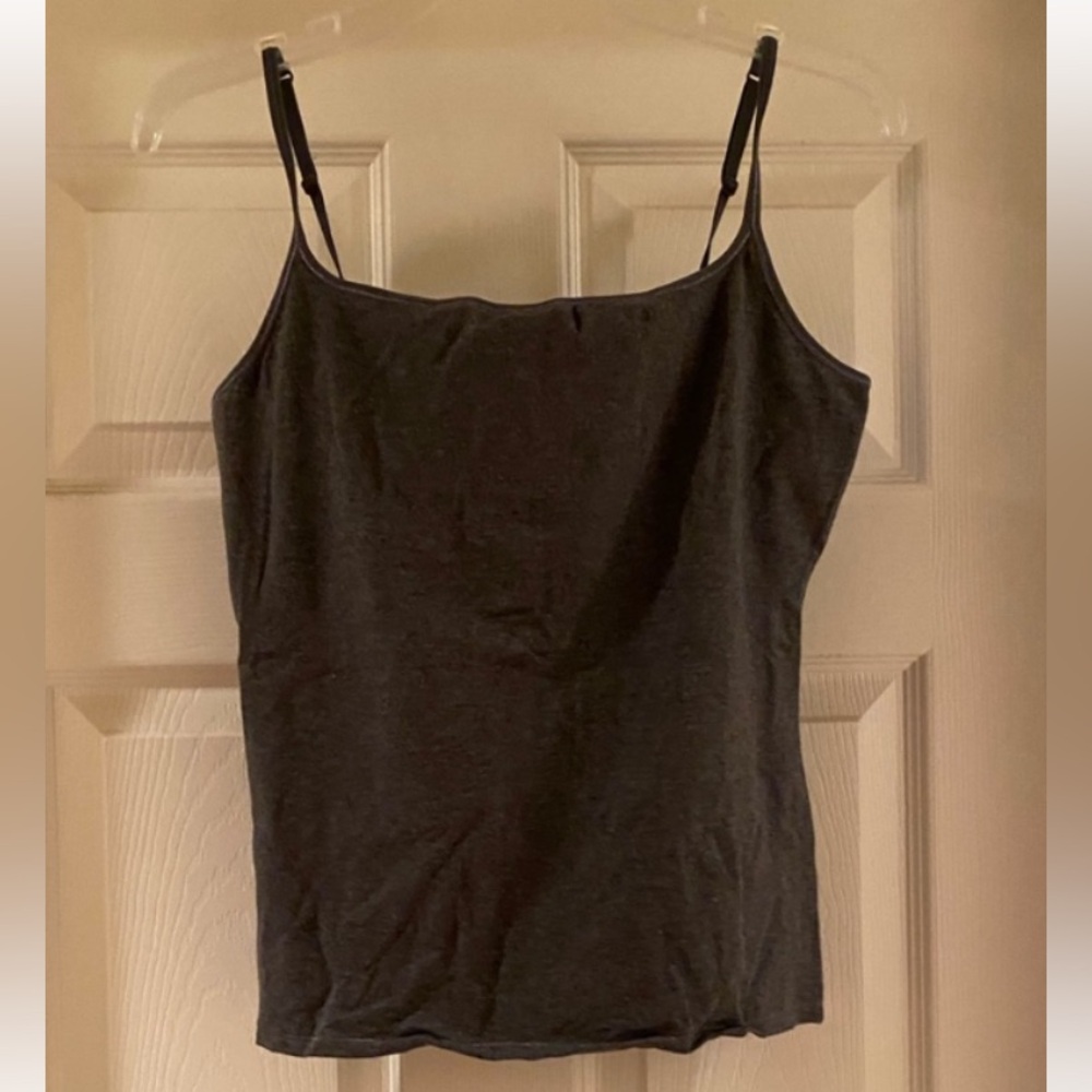 Victoria Secret 2/$10 Tank Top Size L DarkGray Adjustable Straps Shelf Bra NWOT
